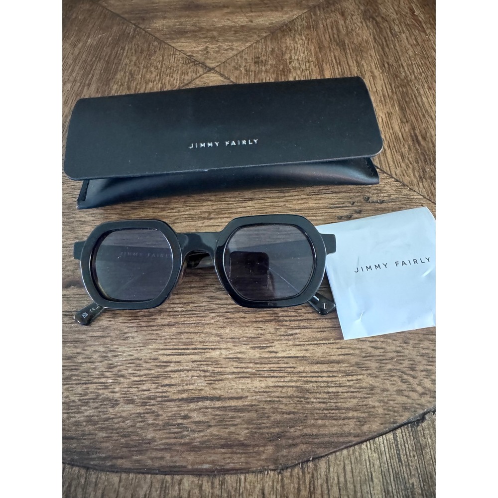 Jimmy Fairly Tortoise Shell Hexagonal Sunglasses with Case and Cleaning Cloth